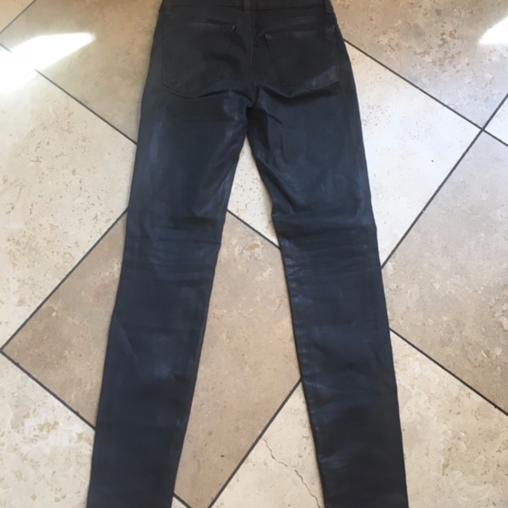 J Brand Super Skinny Blue Leather-Like Jeas 25